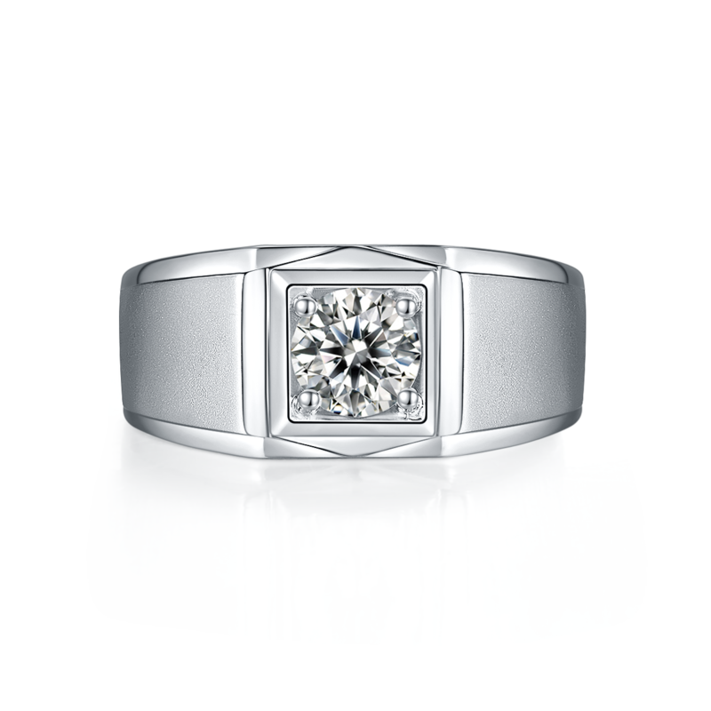 志祥款S925银镀白金MoissaniteMen's Ring1ctD级